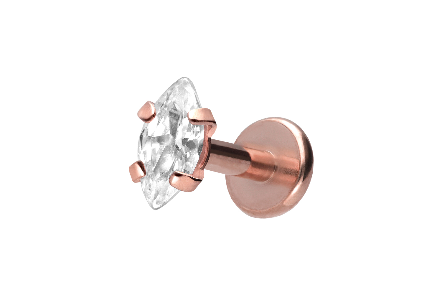 Titan Labret Piercing mit Innengewinde EINGEFASSTER KRISTALLTROPFEN